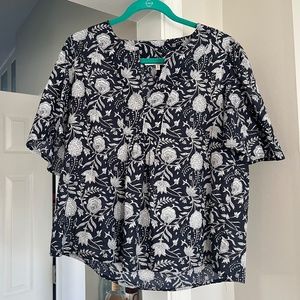 Jude Connally Jenny Top Navy Cotton Voile - Medium - New